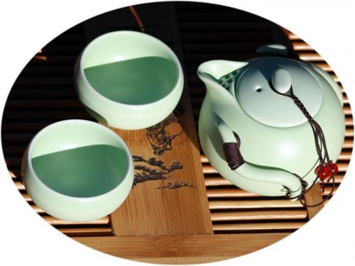 Chinese tea set Ding Kiln tea set for 2 - jade 
